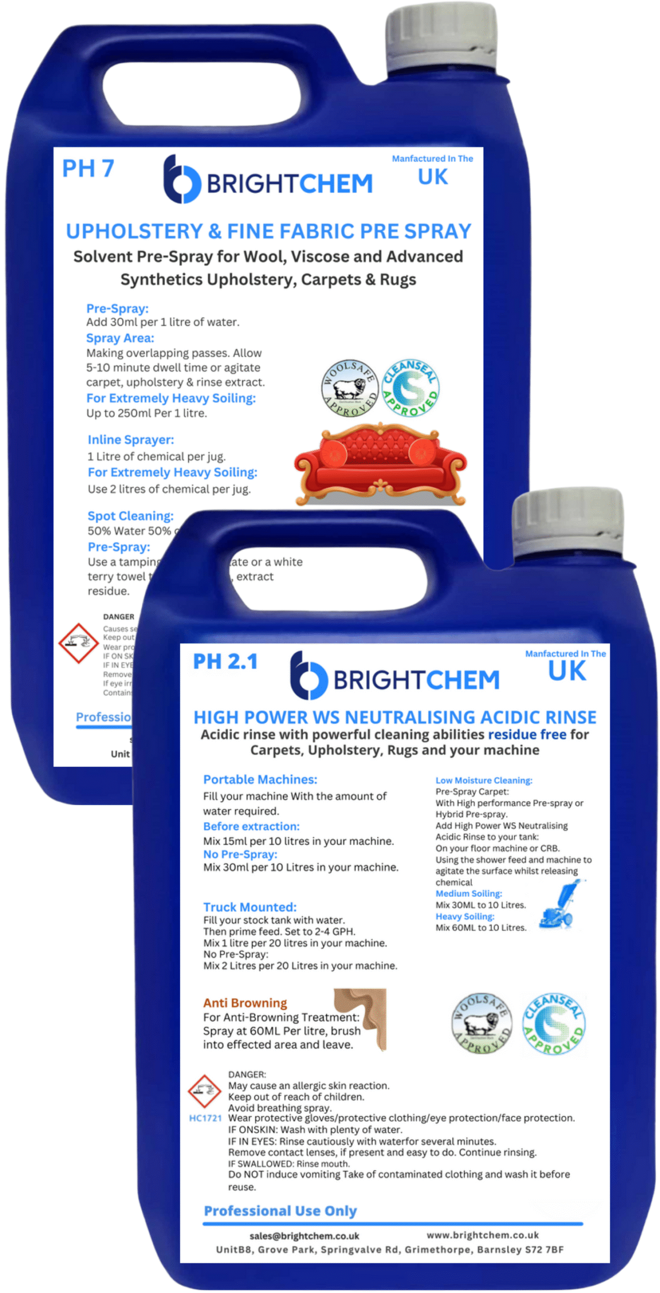 UPHOLSTERY PACKAGE1 The Upholstery Package | WoolSafe Fine Fabric Pre-Spray & High Power WS Neutraliser Acidic Rinse - Image 1