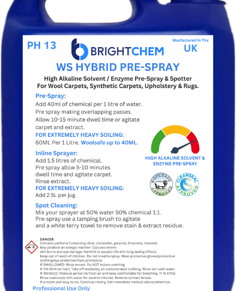 Woolsafe Hybrid Pre-Spray Is Our Enzyme & Solvent Pre-spray & Spotter For Carpet And Upholstery Cleaning
